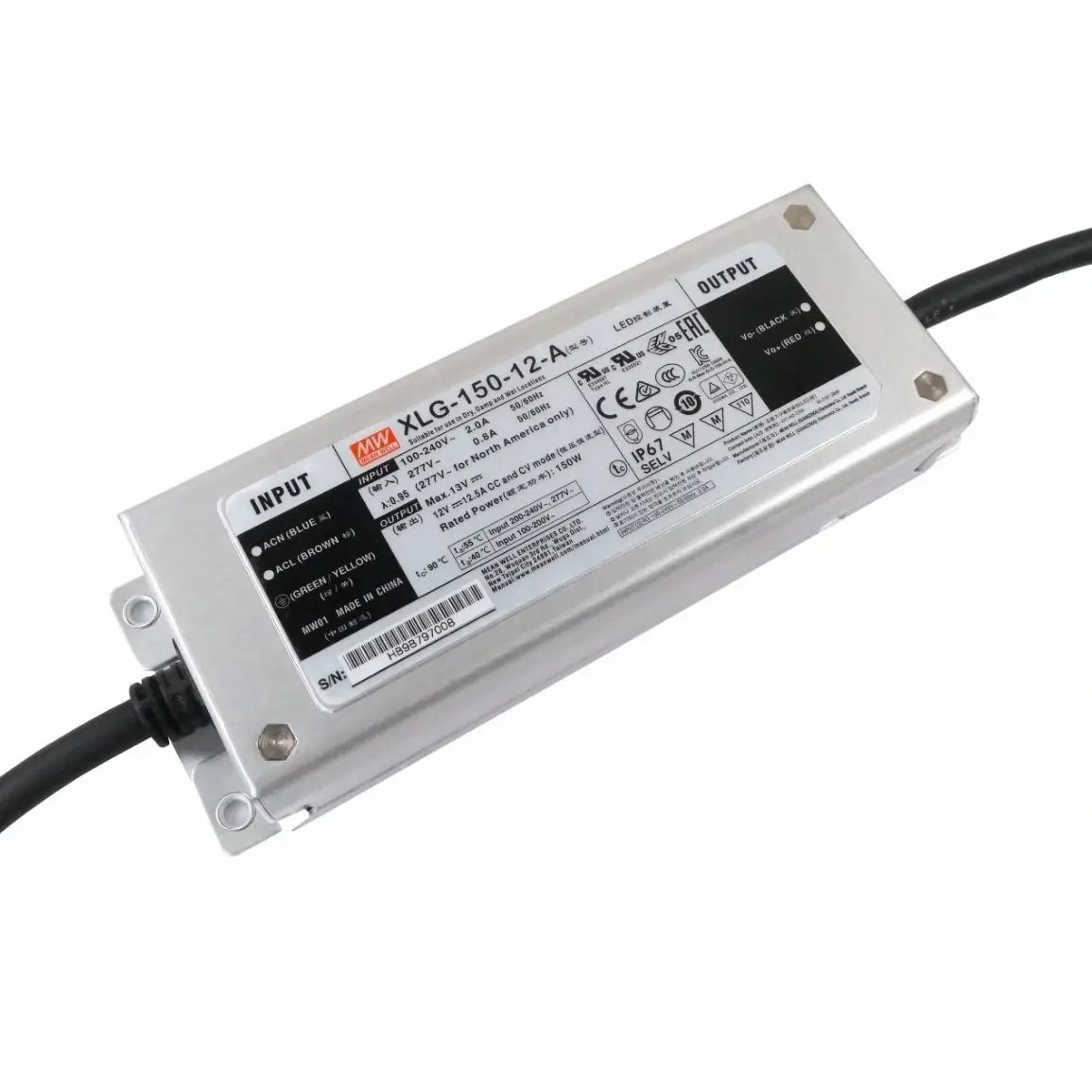 LED Блок Питания Meanwell XLG Outdoor 150W 12.5A 12V IP67